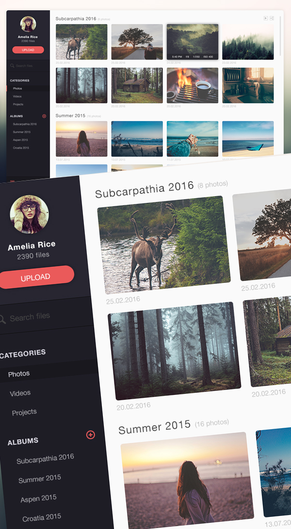 Free Photo Management App Design PSD Template