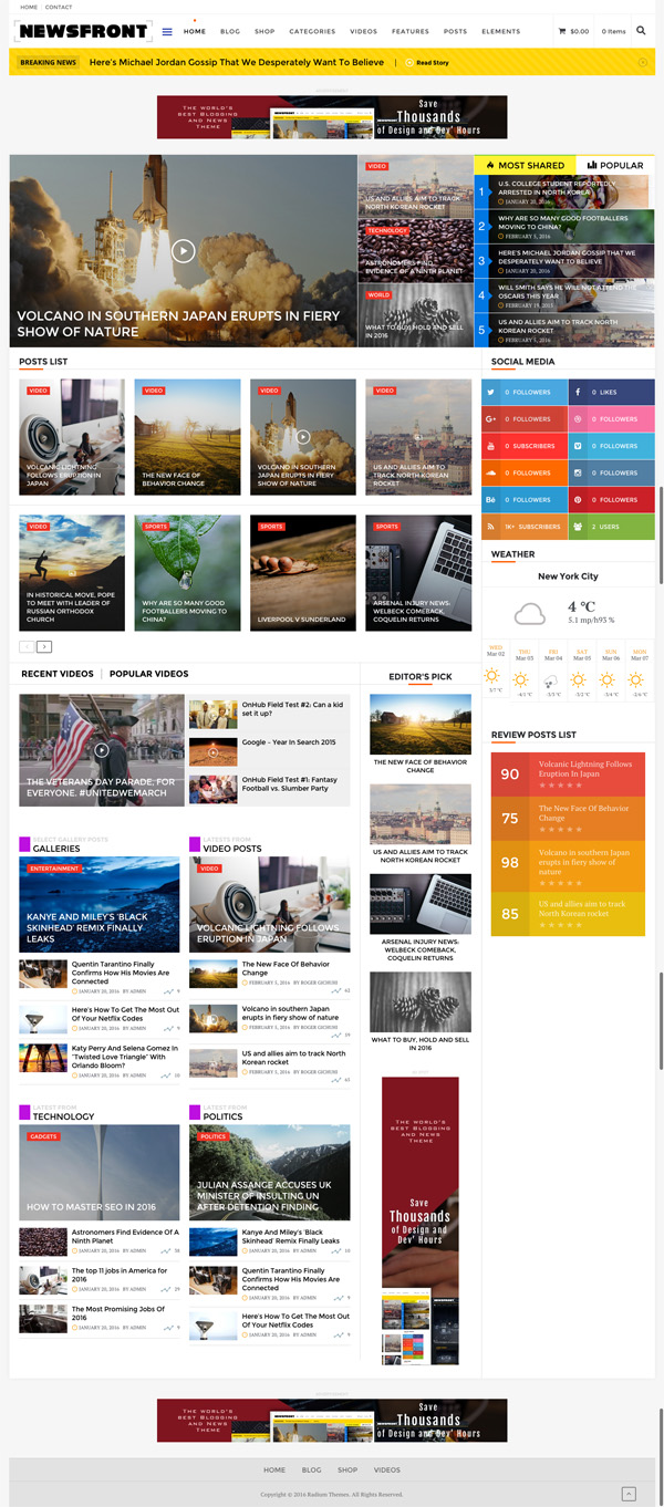 NewsFront - WordPress Blogging, News and Editorial Theme with E-commerce