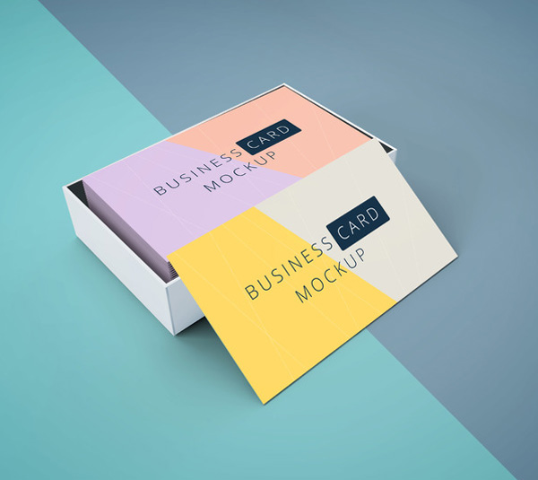 Free Business Card Mockup In Cardboard Box