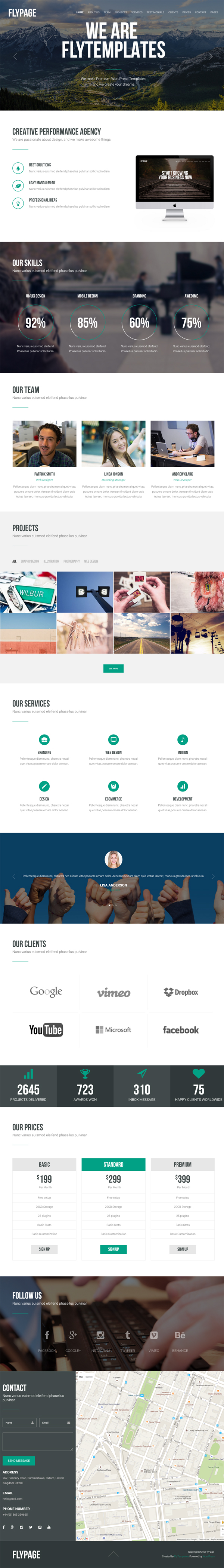 FlyPage - Minimalist Landing Page WordPress Theme