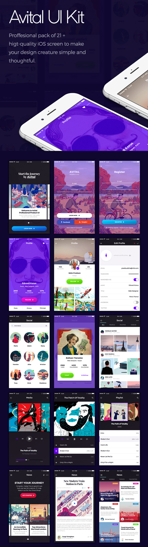 Free Avital Mobile UI Kit