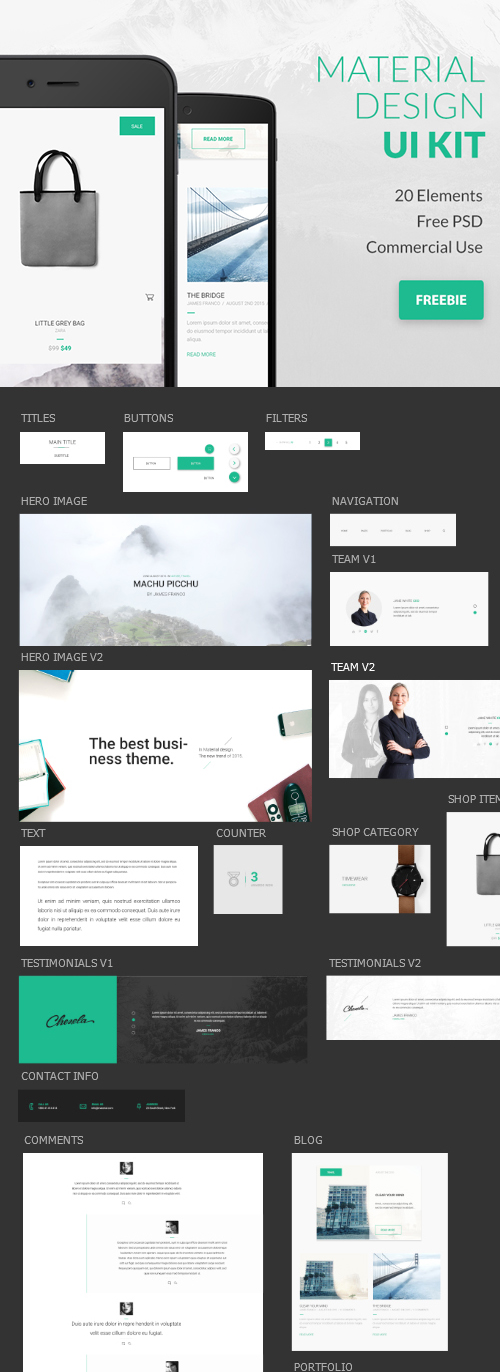 Free Google Material Design PSD UI Kit