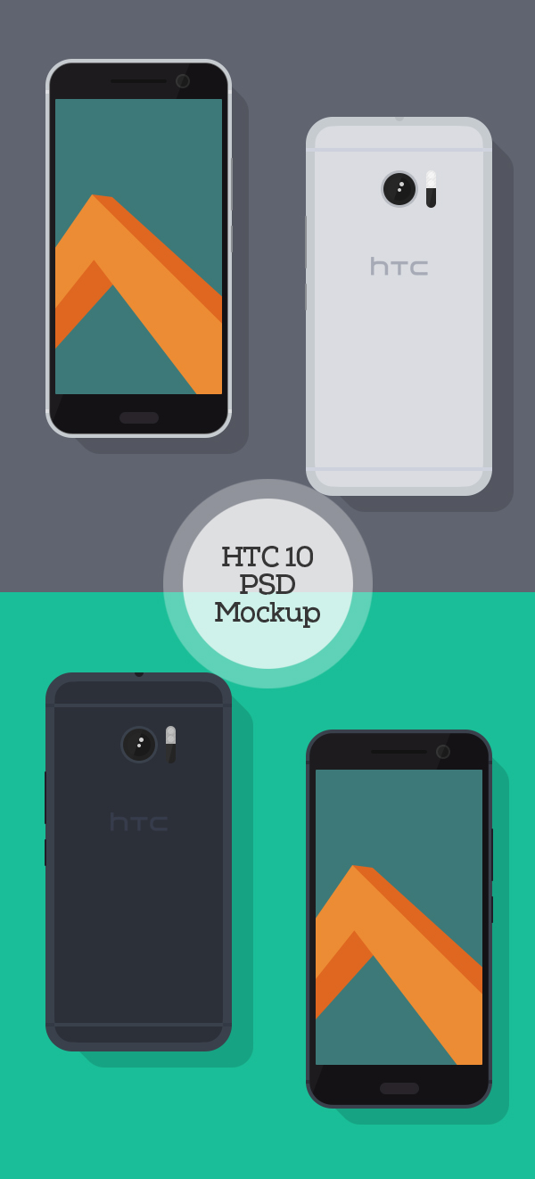 Flat HTC 10 PSD Mockup