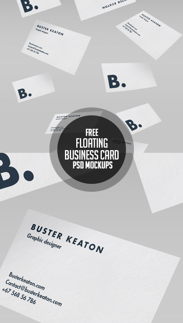 Free Floating Business Card Mockup PSD