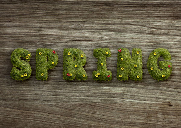 How to Create a Grass-Covered Spring Text Effect in Adobe Photoshop