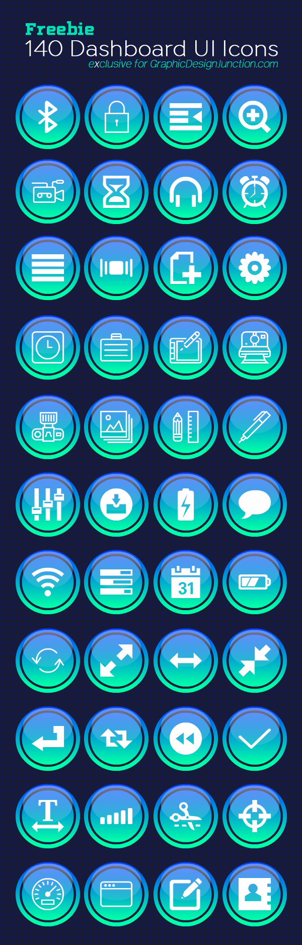 140 Free UI Icons for Dashboard UI Design