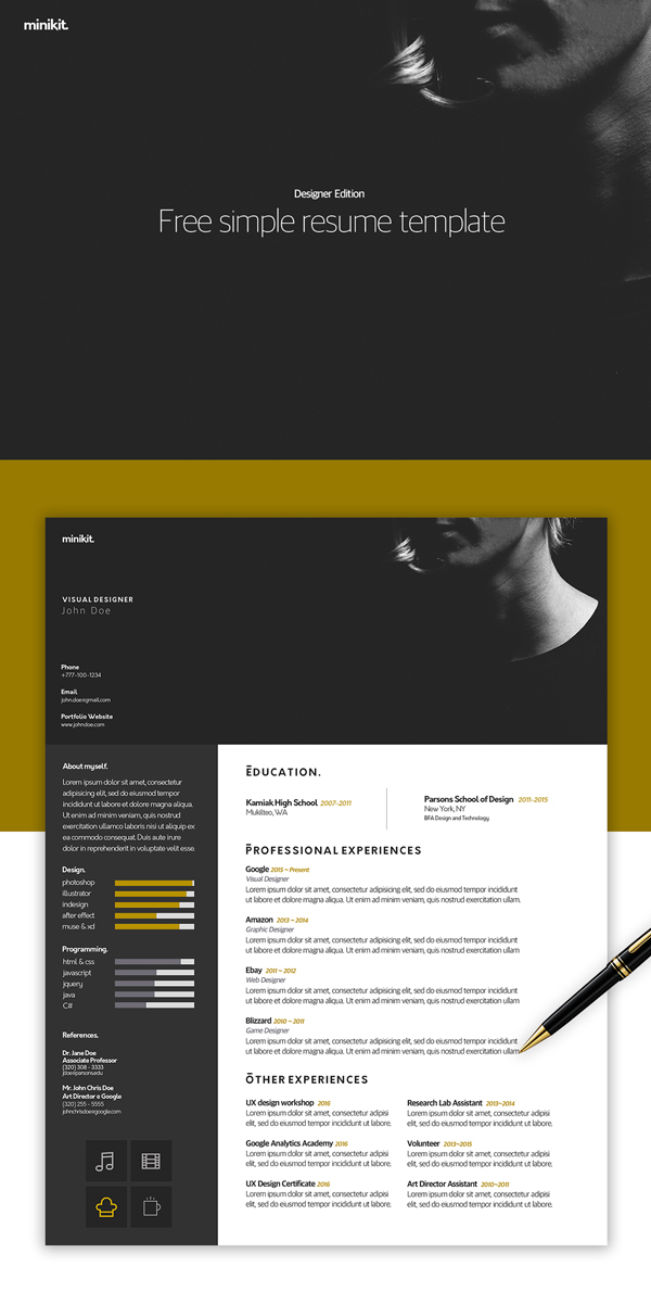 Free Resume Template for Desigenrs