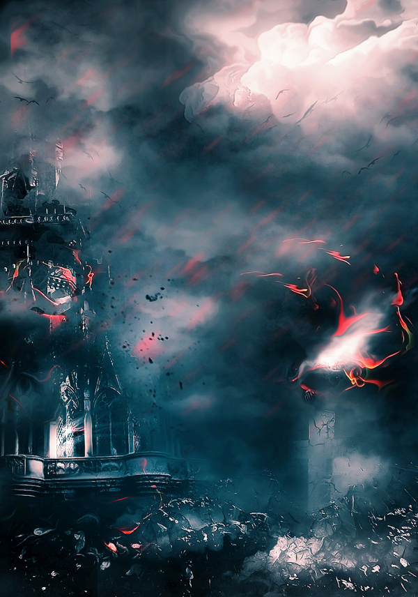 Create Castle Under Dark Force Photo Manipulation Scene In Photoshop