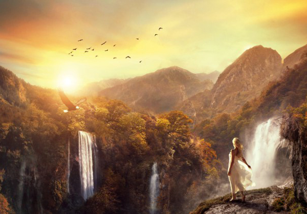 Create This Surreal Scene of Waterfall Mountains with Adobe Photoshop