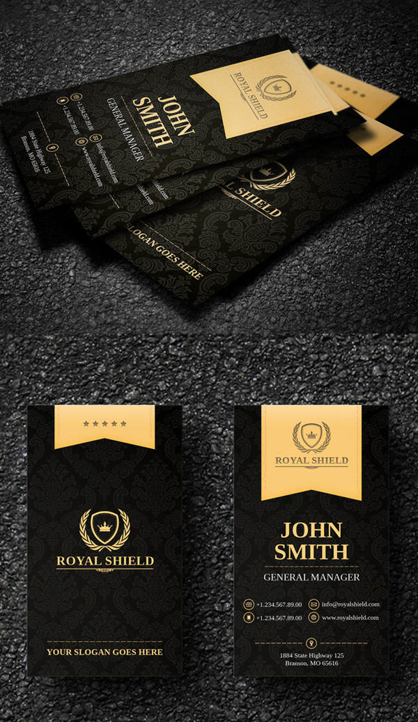 Elegant Gold and Black Business Card