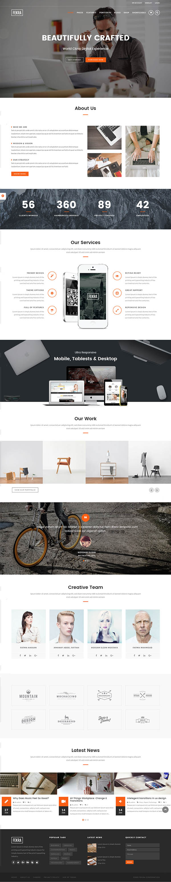 Fekra – Responsive Multi Page/One Page WordPress Theme