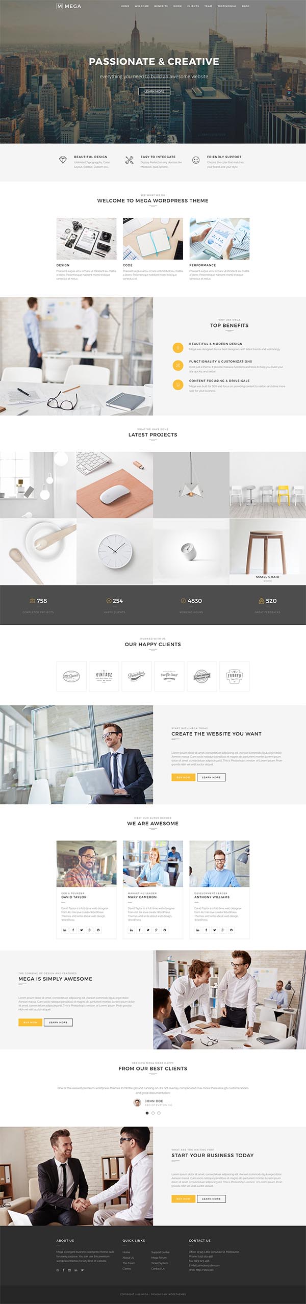 Mega One Page – Creative One Page WordPress Theme