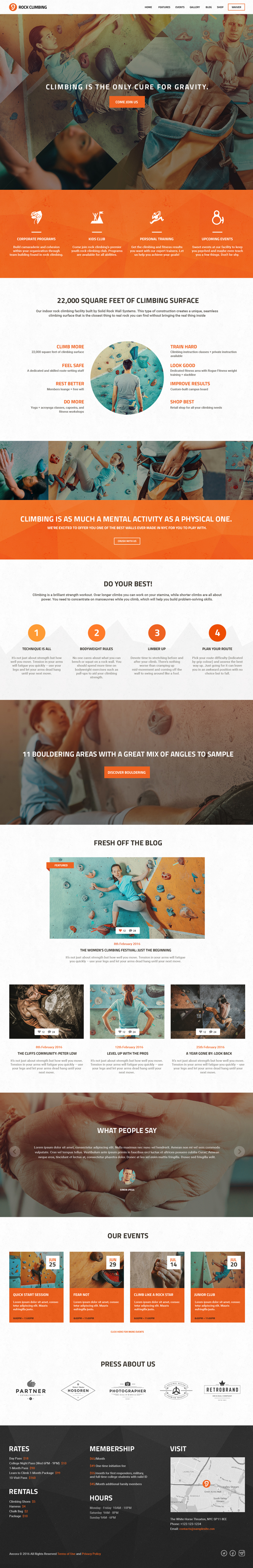 Rock Climbing - Climbing Wall & Sport Club WP Theme