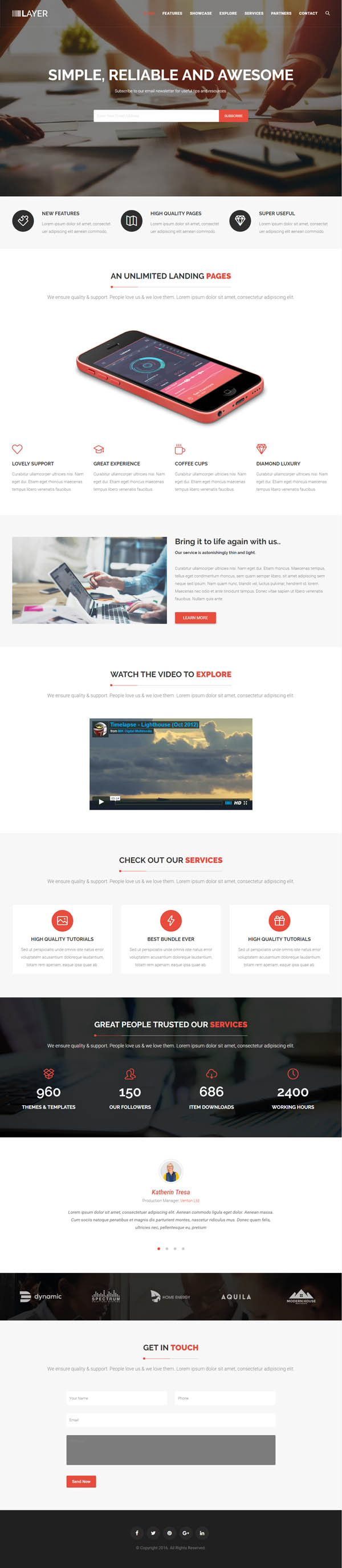 Layer – Simple One Page WordPress Themes