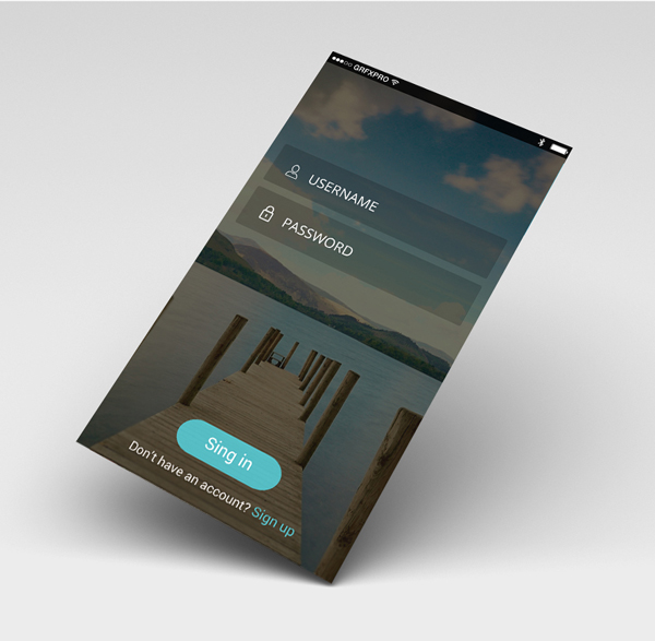 Free Perspective UI Login Screen PSD