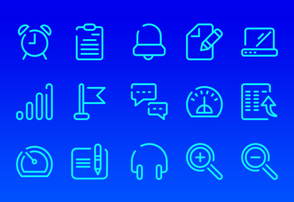 Neon Blue UI Icons Free PSD