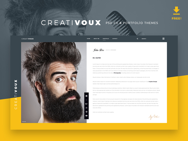 Free Psd CV & Portfolio Theme