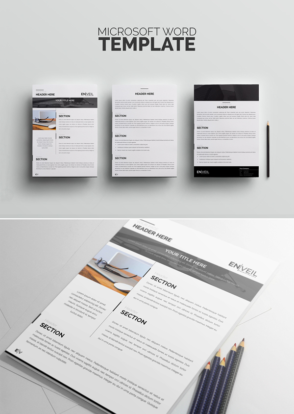 Free Microsoft Word Template A4 PSD Mockup Template