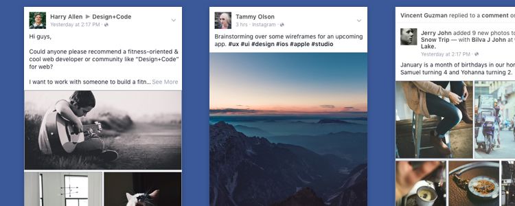 Facebook iOS App News Feed UI Sketch