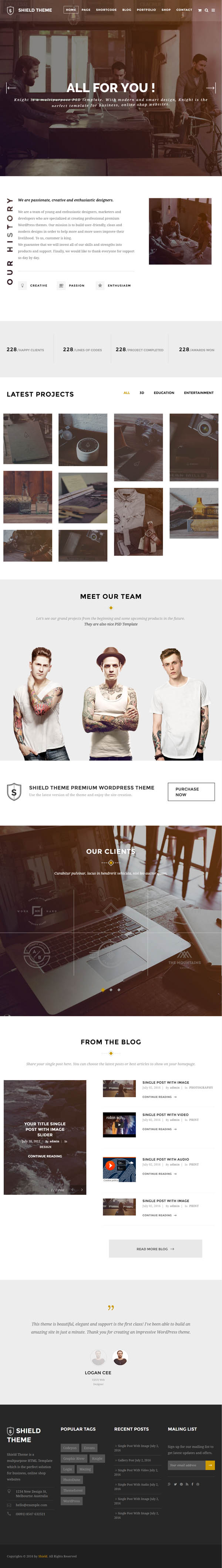 Shield – A Creative Responsive Multi-Concept WordPress Theme