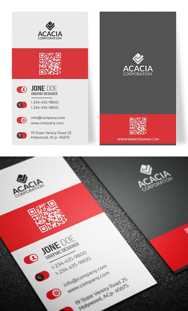 Vertical Business Card Template Design