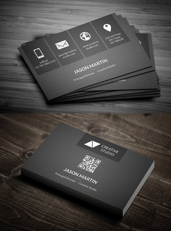 Metro Dark Corporate Business Card