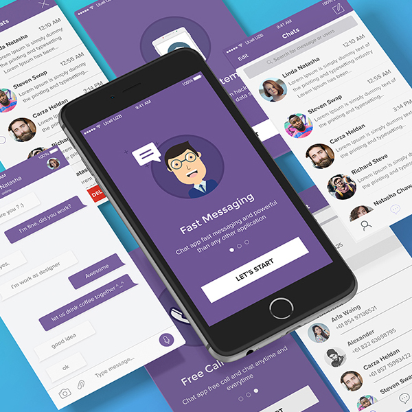 Free Chat App UI KIT PSD