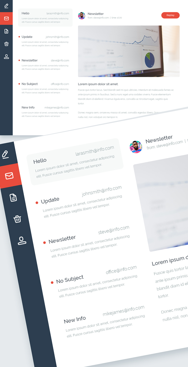 Free Email Inbox UI PSD Design