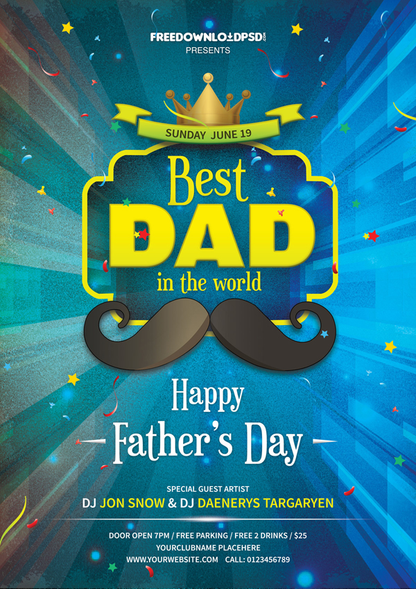 Free Fathers Day Party Flyer PSD Template