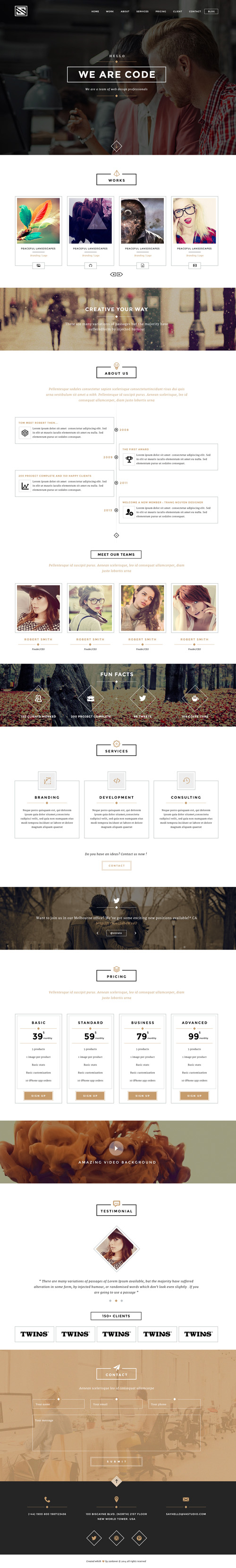 Vastudio - Creative One Page PSD Template