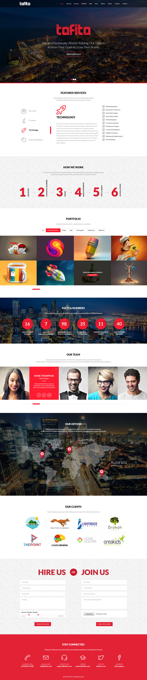 TOFITO - One Page Business Portfolio PSD Template