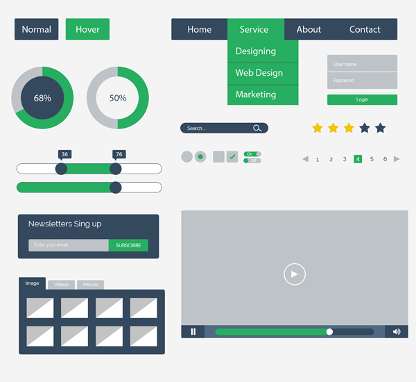 Free Flat UI Kit Design