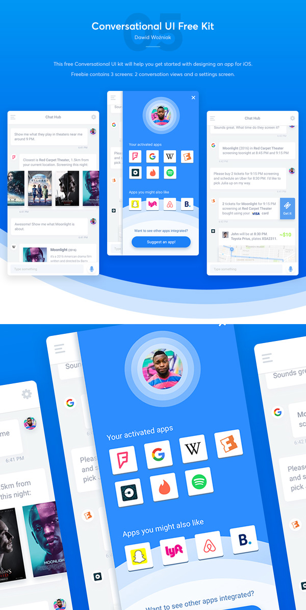Free Conversational Mobile App UI Kit