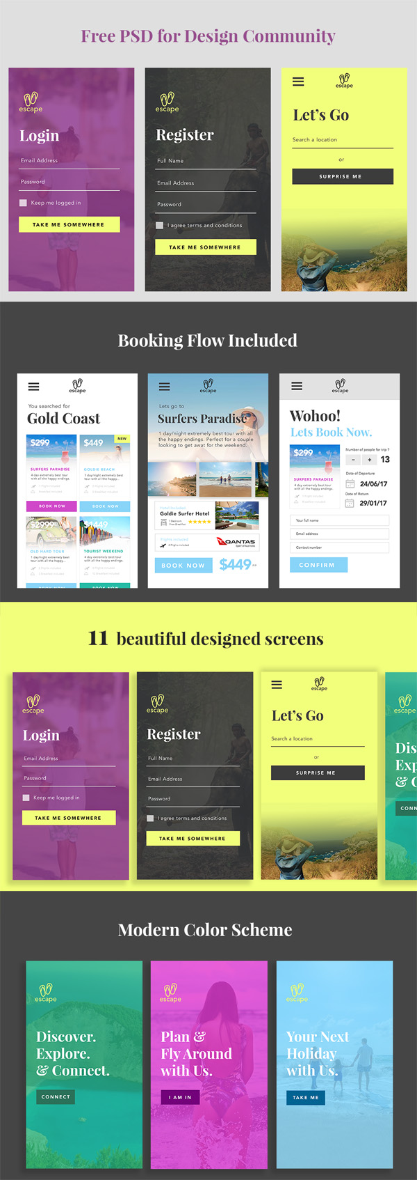 Free PSD Travel App UI