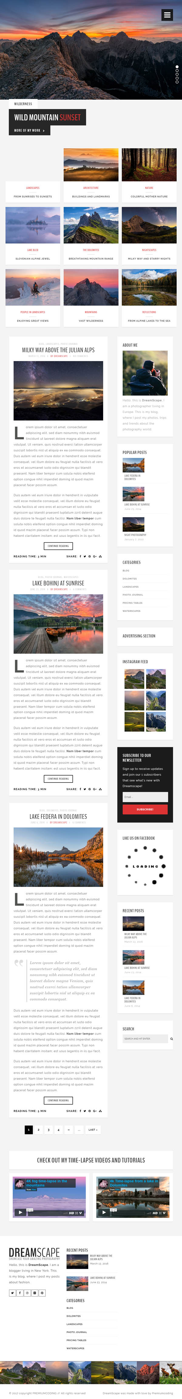 Dreamscape Photography - A Responsive WordPress Photography Blog Theme