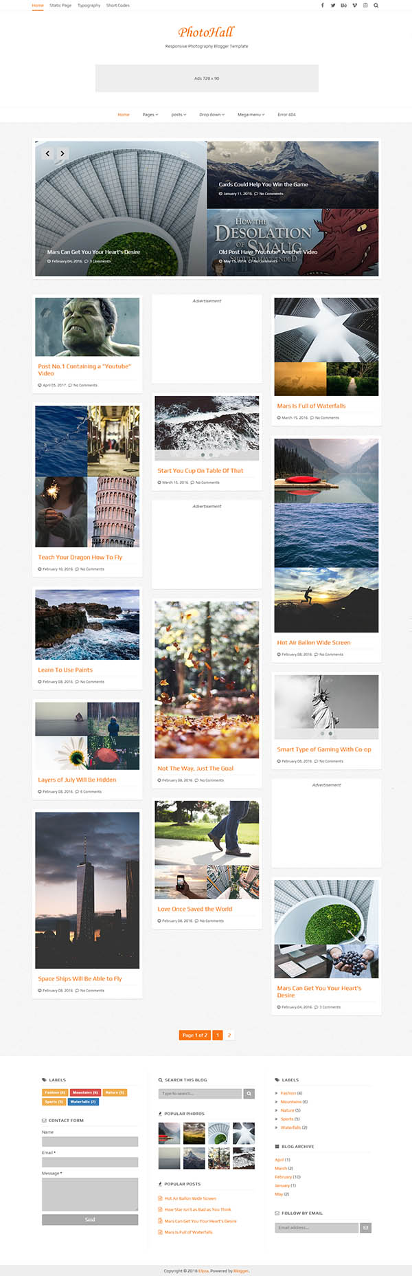 PhotoHall Responsive Photography Blogger Theme