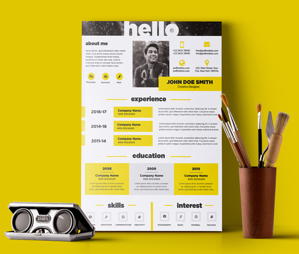 Free PSD Creative and Elegant Resume Template PSD