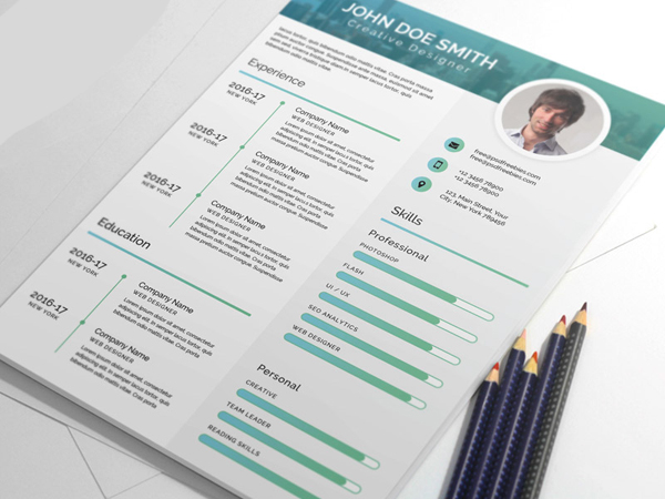 Elegant and Modern CV Resume PSD Template