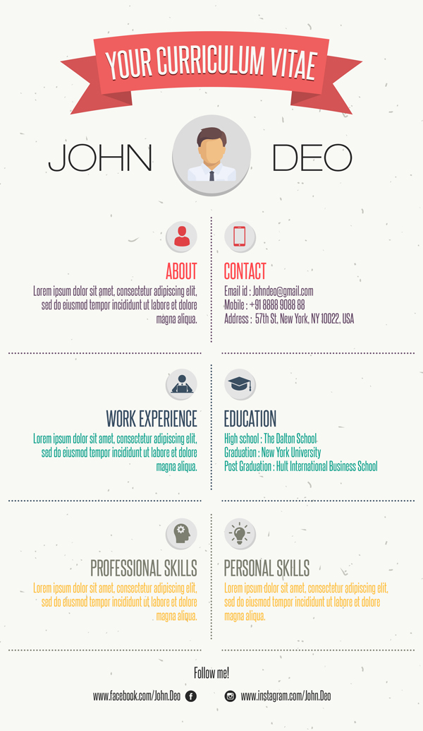 Free Curriculum Vitae / Resume Template