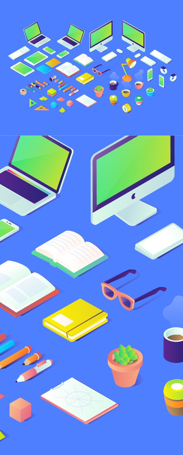 Free Isometric Vector Graphcis Illustrations