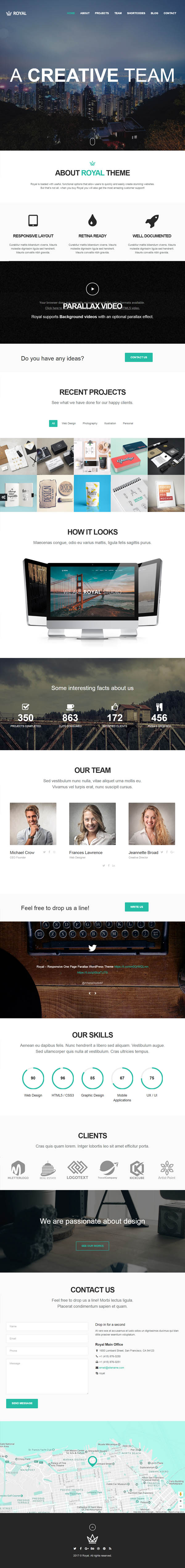 Royal – Responsive One Page Parallax WordPress Theme