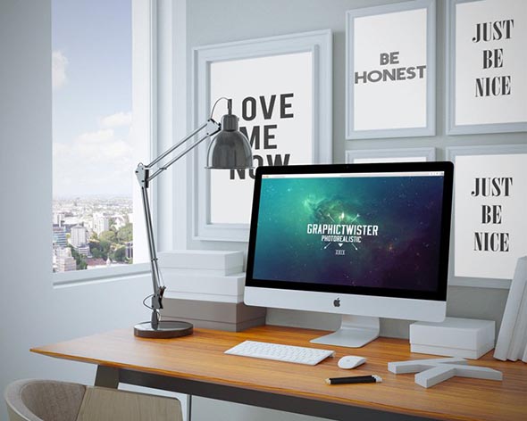  Home Workspace Mockup PSD