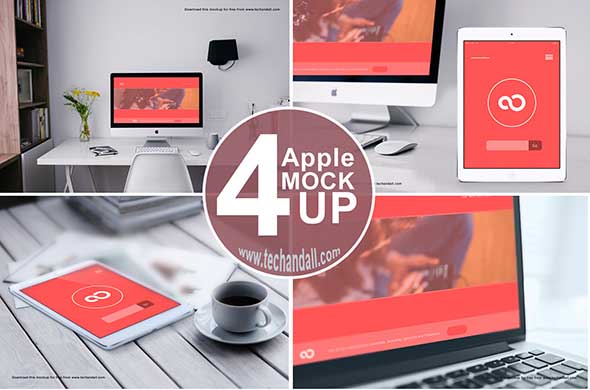  Apple Family Mockup PSD