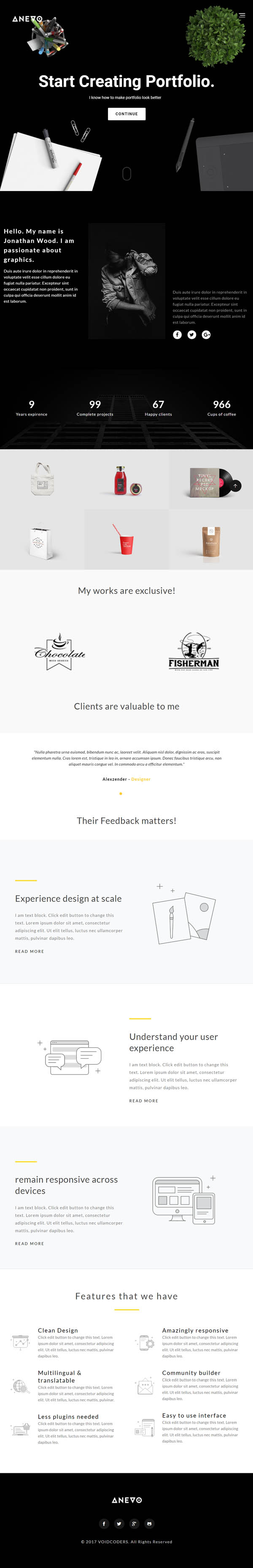 Anevo - Personal Portfolio WordPress Theme