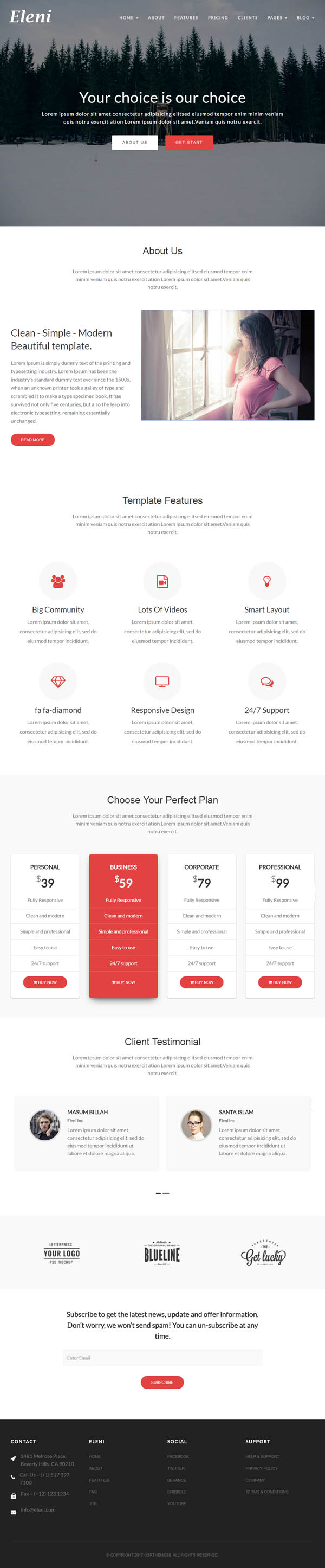 Eleni - Multipurpose One Page Business WordPress Theme