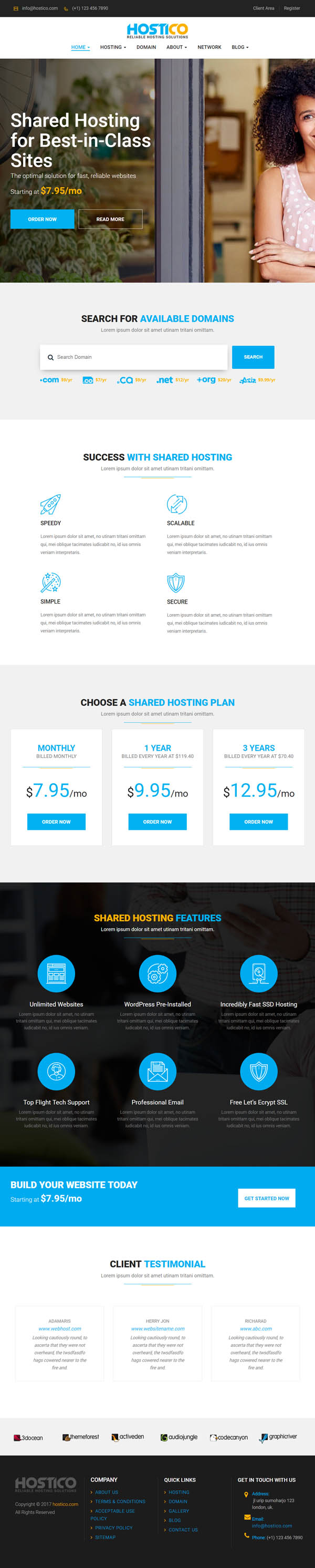 Hostico WordPress WHMCS Hosting Theme