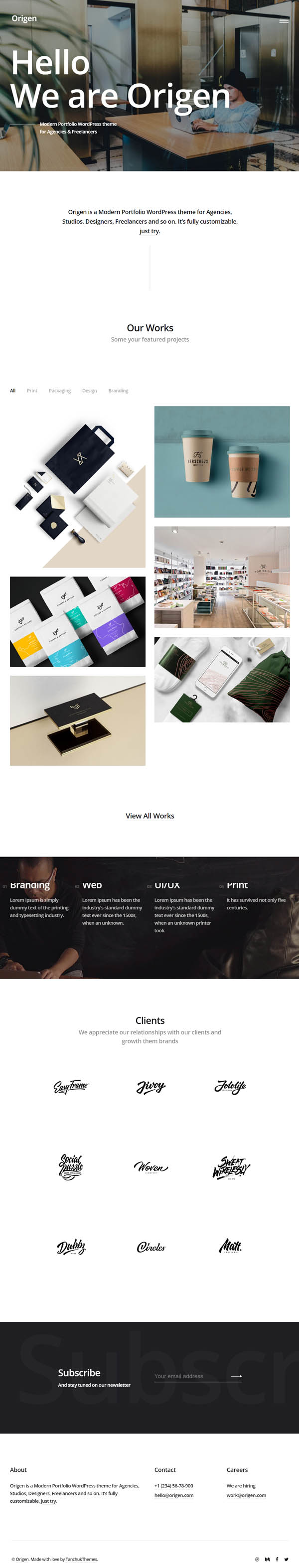 Origen - Modern Portfolio WordPress Theme for Freelancers & Agencies