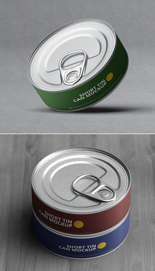 Free Short Tin Can Mock-Up