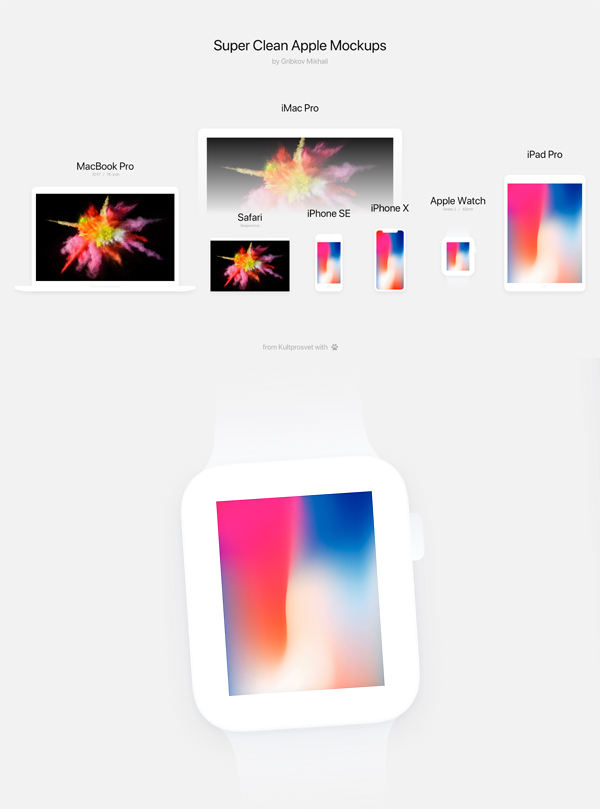 Free Super Clean Apple Mockups PSD Templates