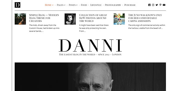 Danni — Minimalist WordPress Blog Theme Preview - ThemeForest Simple WordPress Theme for Quick Website Making